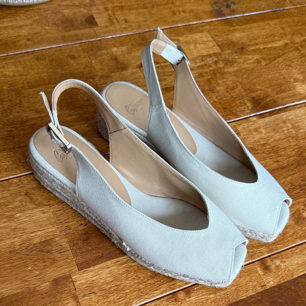 Castaner Espadrille Slingback buckle Wedge Sandals - Light Beige